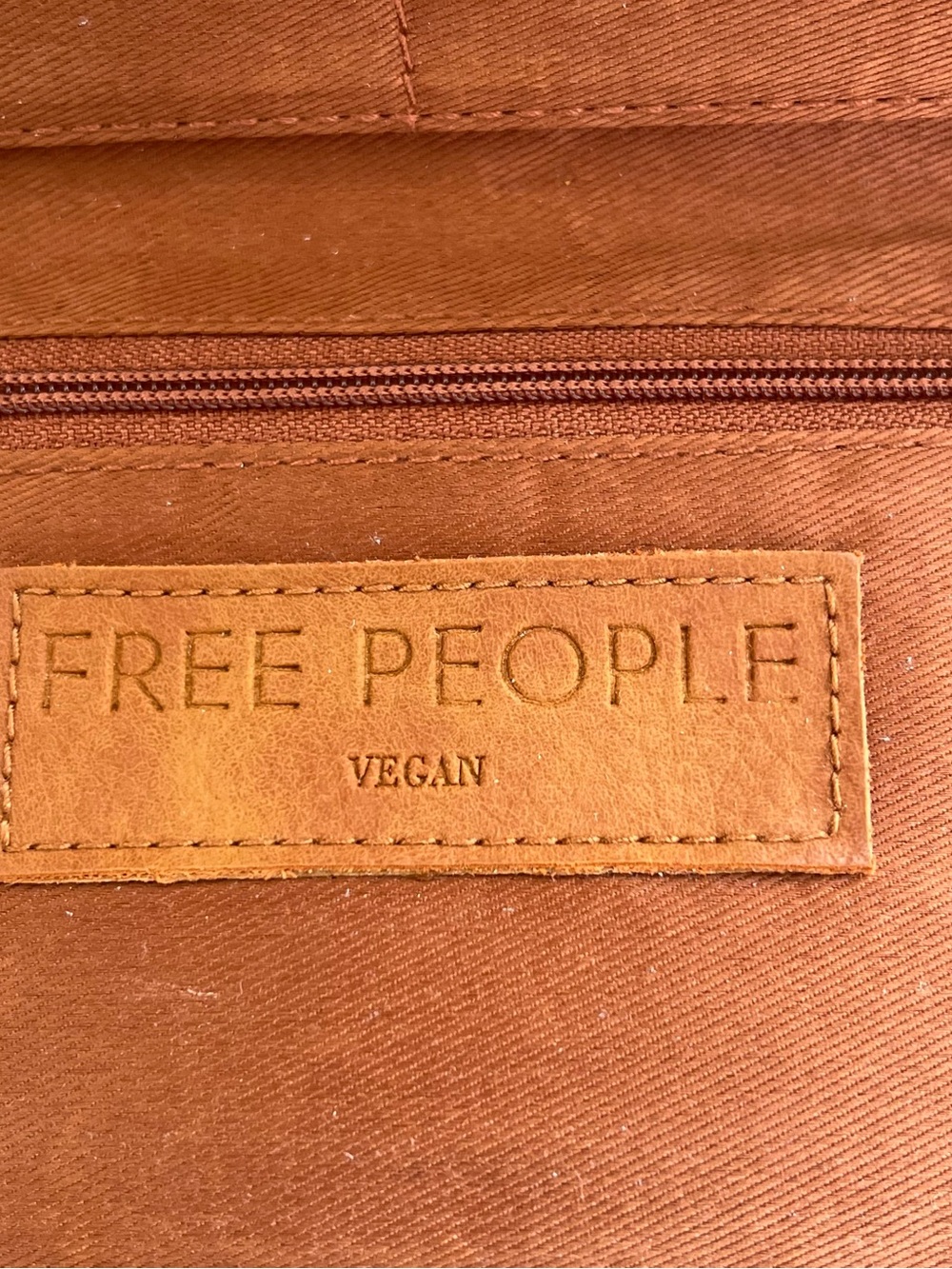 Free People Vegan Leather Wristlet Wallet | Tan Zip-Around Distressed Clutch - Picture 5 of 9